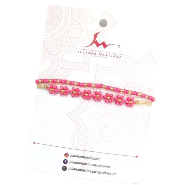 Set pulsera flor x2 rosada P1075RO